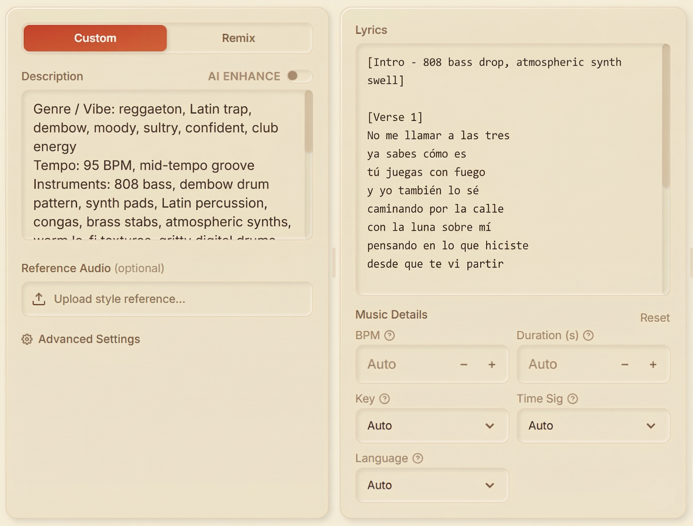 Song Creator Pro — generate music from a text prompt